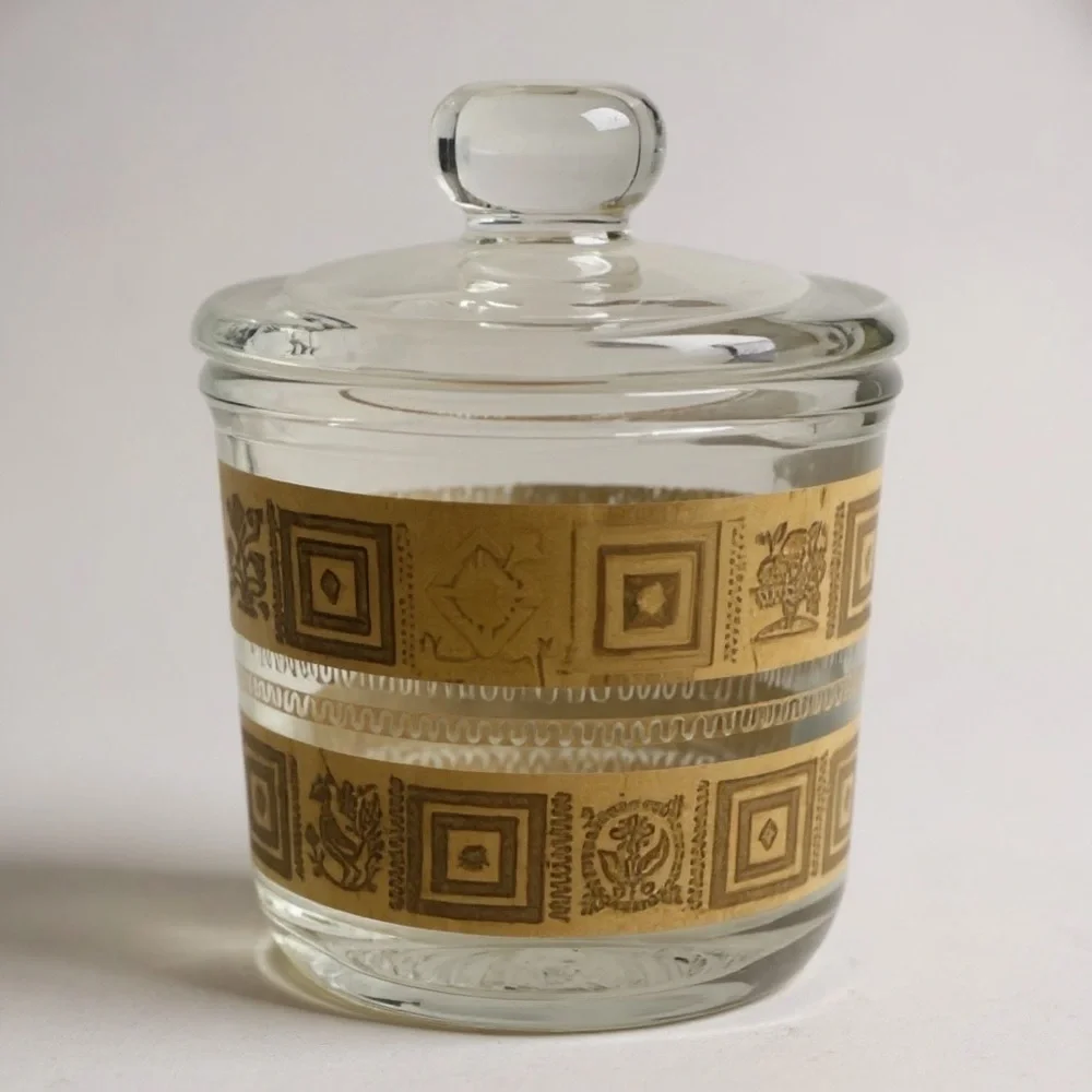 Elegant Clear Glass with‎ Gold Accents Vase w/Lid